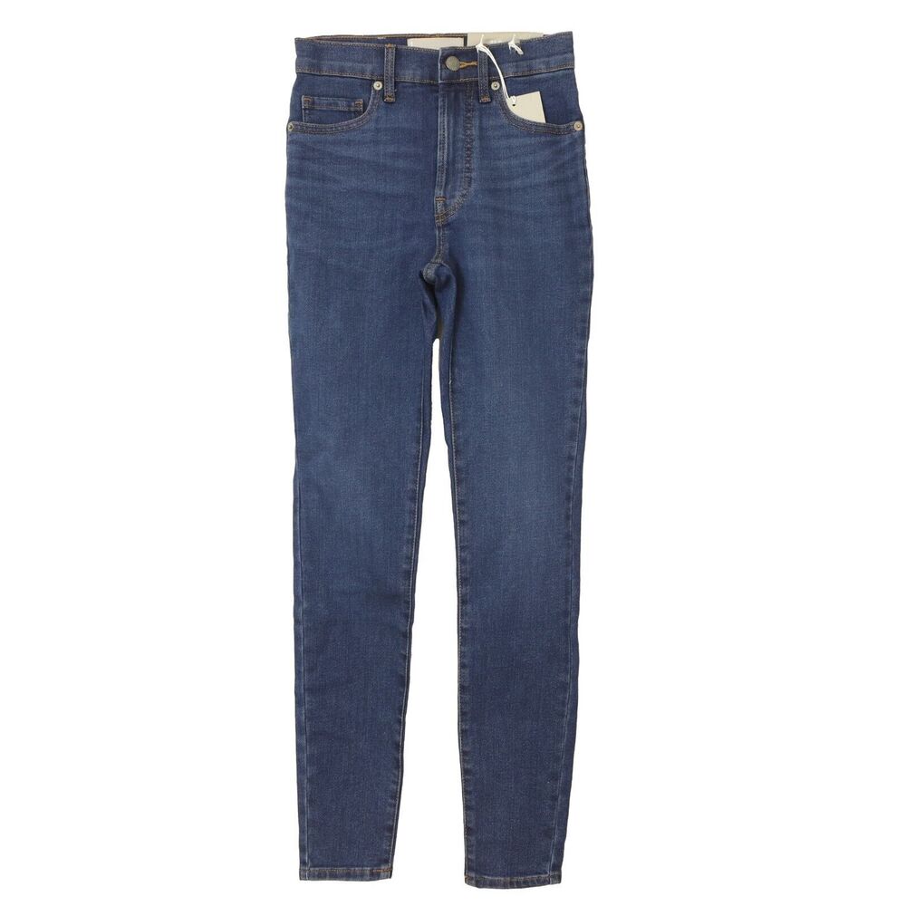 Everlane Authentic Stretch High Rise Skinny 23 R Zip Fly Mid Blue NWT B38 - Picture 2 of 6